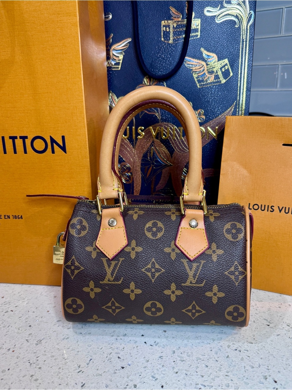 Louis Vuitton Nano Speedy Monogram Vintage Mini Top Handle Bag